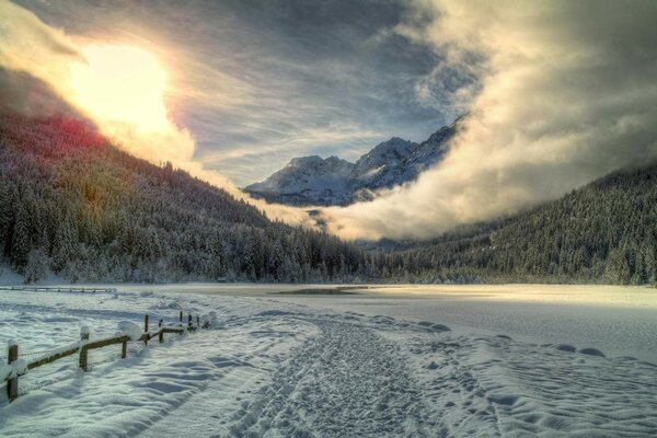 Winter road to your native village