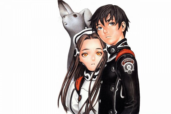 Girl and guy from anime on a white background