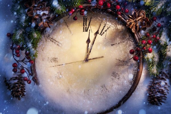 Frozen clocks in festive decor