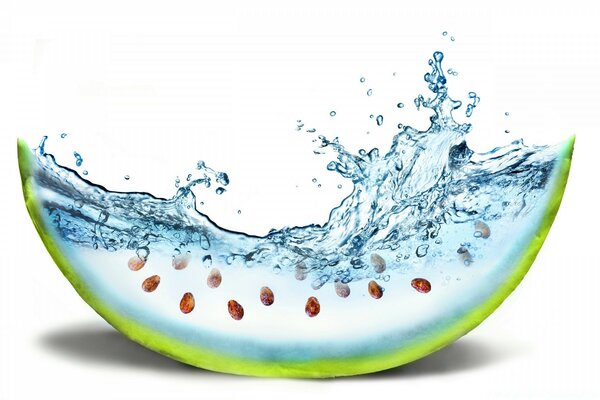 Bubbling of water contents in a vase with a watermelon shape