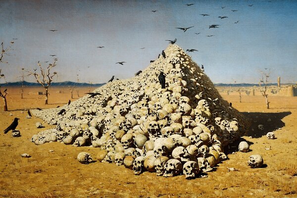 Das Gemälde von Vasily Vereshchagin «Die Apotheose des Krieges»