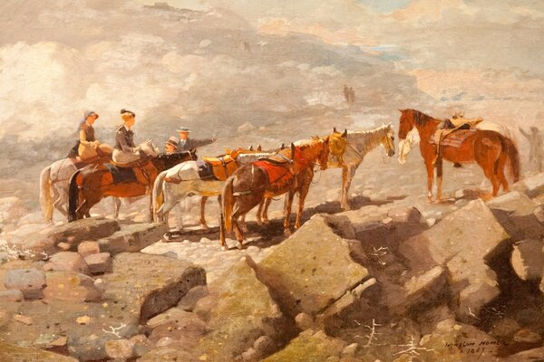 Voyageurs à cheval en plein air