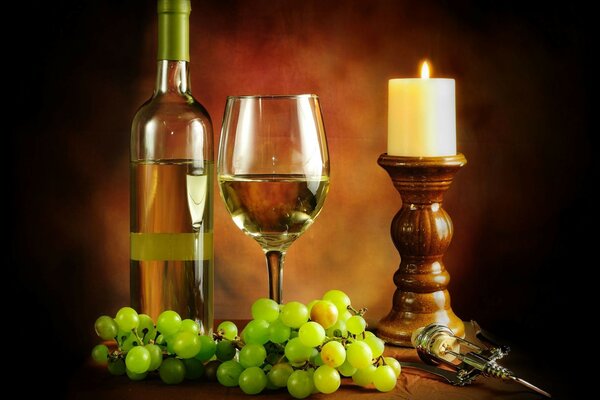 Wine glass candle grapes