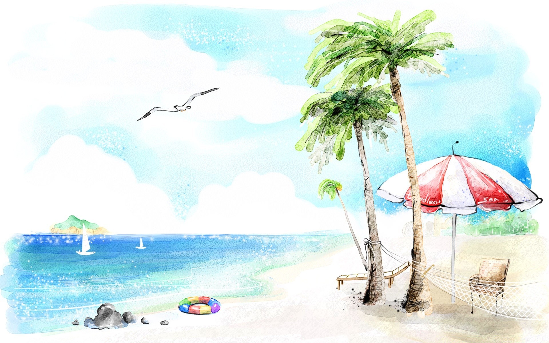 drawings umbrella water beach tropical turquoise seashore relaxation travel vacation sand resort island idyllic ocean summer sunshade leisure exotic sea chair