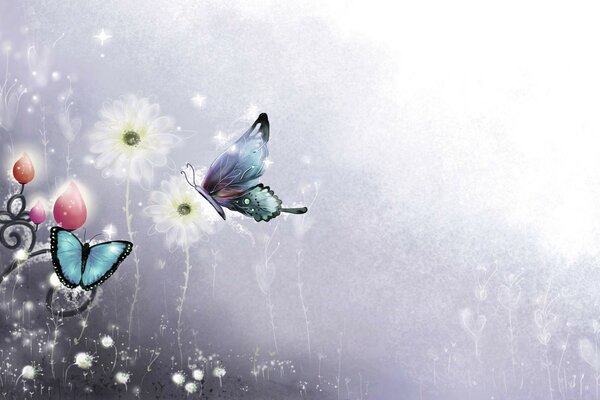 Drawing nature butterfly background