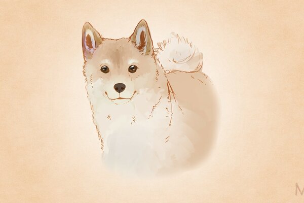 Dessin d un chien sur le portrait de neige