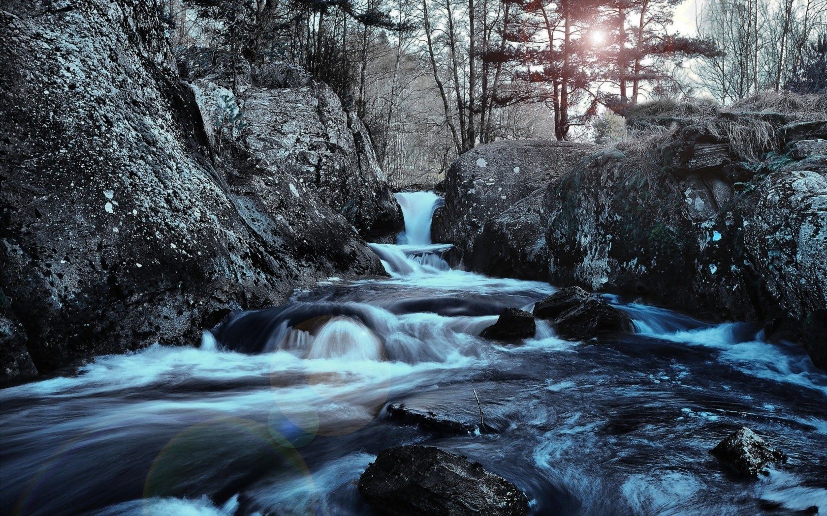 rivers ponds and streams water waterfall river stream rock creek nature landscape fall cascade snow winter cold ice wood motion flow outdoors travel