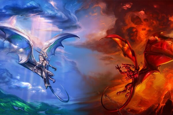 The duel of the red and blue dragon