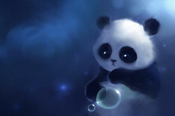 Fantasy panda in the dark galaxy of space