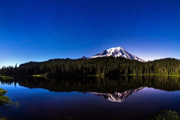 Reflection of the mountain in the lake