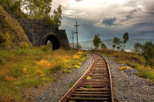 Railway tunnel at the turn