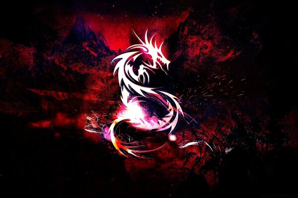 Fire dragon on a dark background