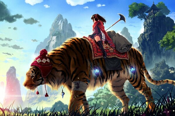 The tiger under the rider went hunting