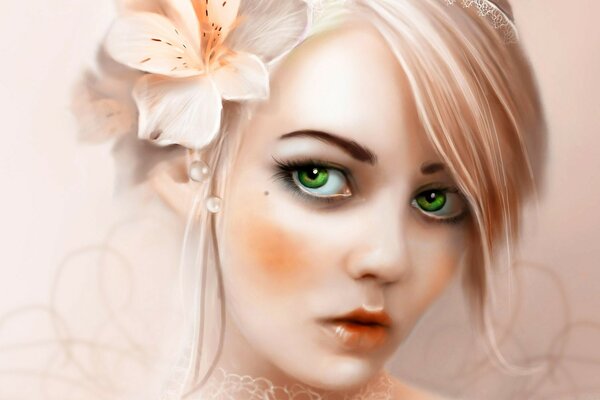 Fille fantastique avec des yeux verts