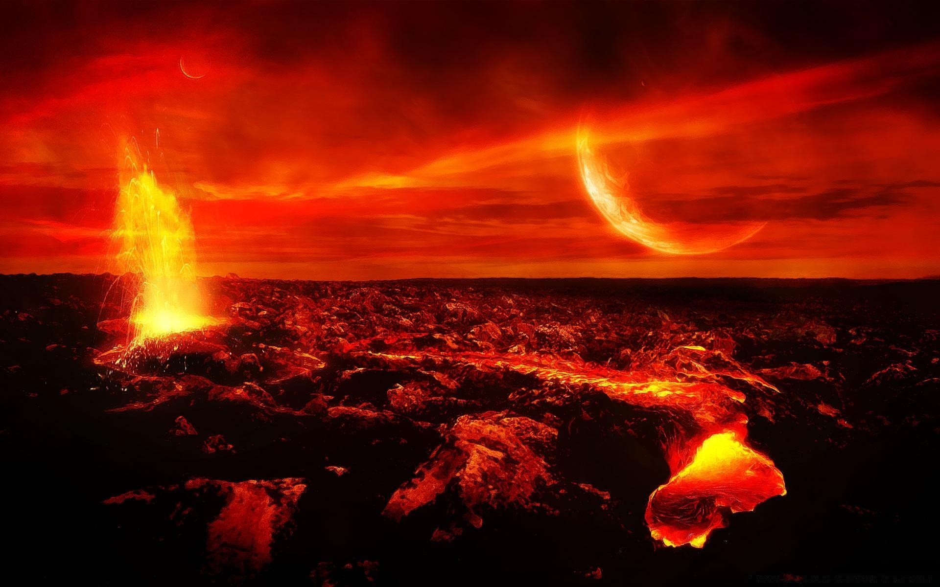 fantasy flame sunset danger smoke calamity eruption intensity hot volcano evening dark lava heat dawn storm lightning