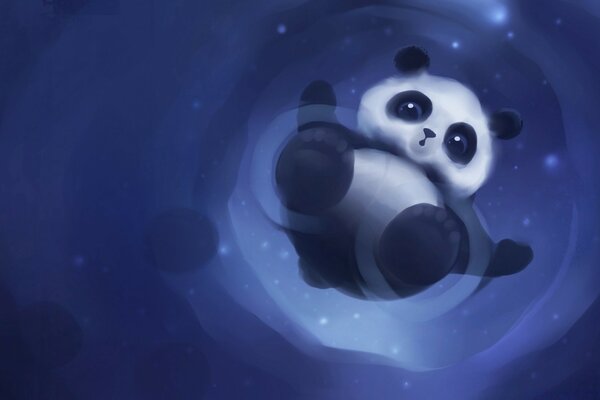 Panda mignon dans l image d art