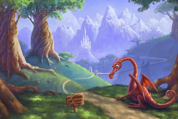 Paisagem em ilustrações de fantasia. Paisagem em pintura