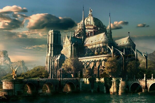 Fantasy city. Majestic architecture