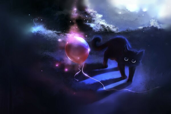 Fantasy and astronomy. The cat on the dark