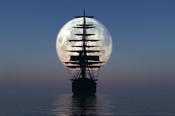 An old sailboat goes to the moon