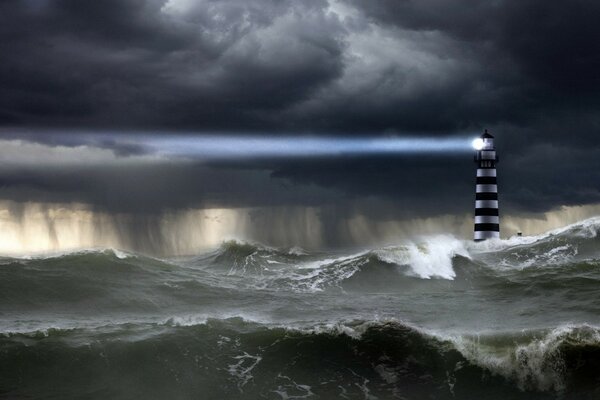 Lighthouse operation during a storm