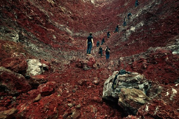 We climbed the red mountain, but forgot the camera