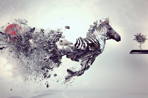 Creative image of a zebra in motion