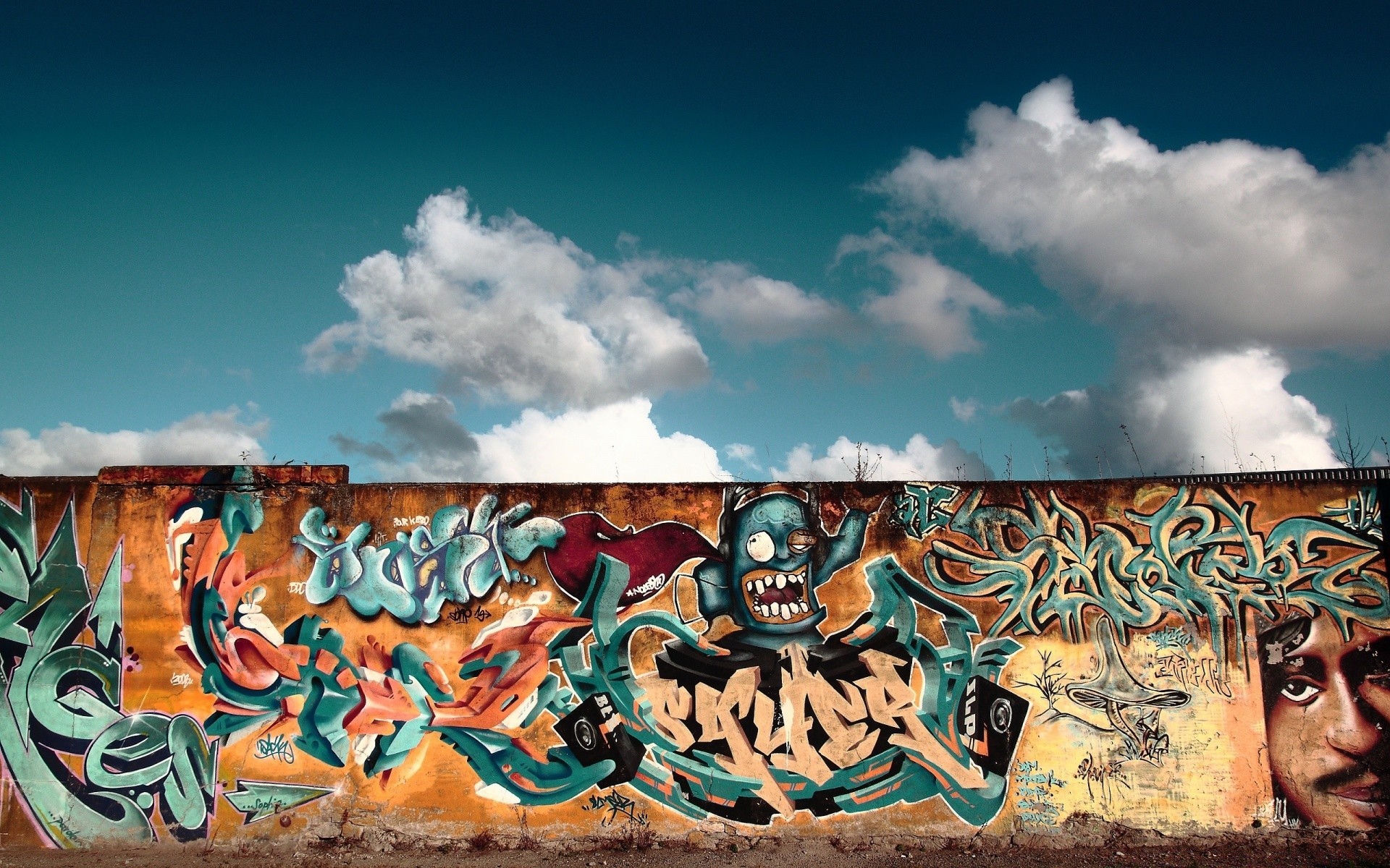 grafite céu viagens cena ao ar livre cor paisagem parede