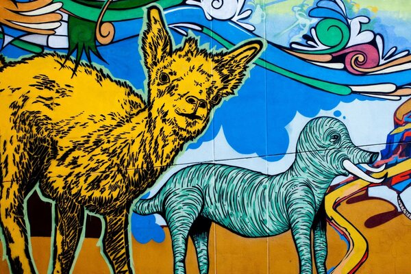 Graffiti de animais no portão