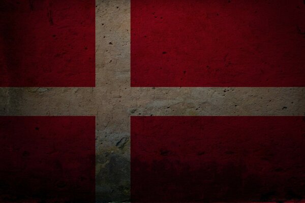 The flag of Denmark in the grunge style