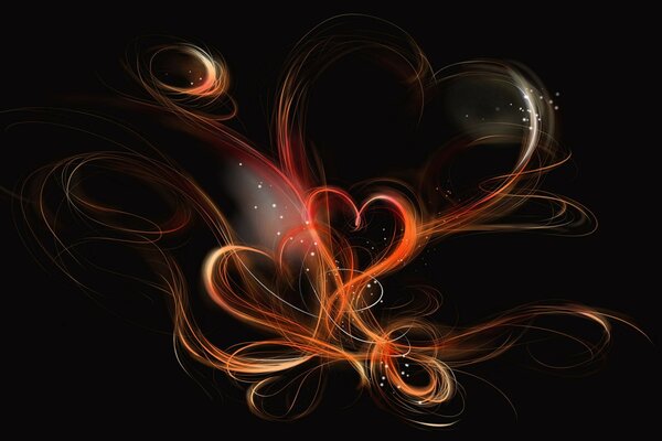 Two hearts on a black background