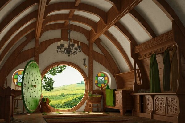 La casa del Hobbit vista desde el interior