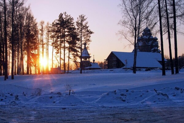 Wooden house winter winter