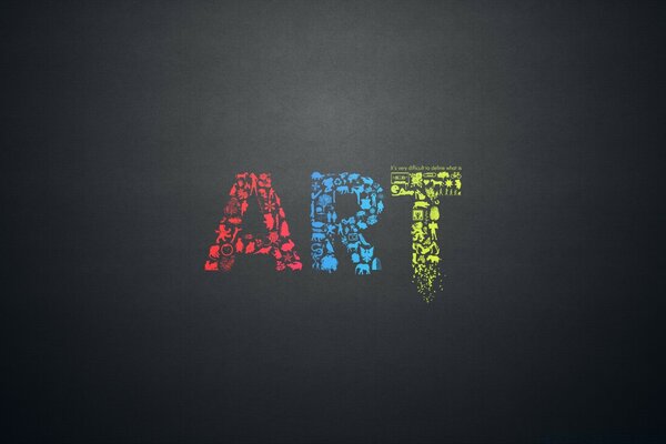 Letras creativas de colores sobre fondo negro