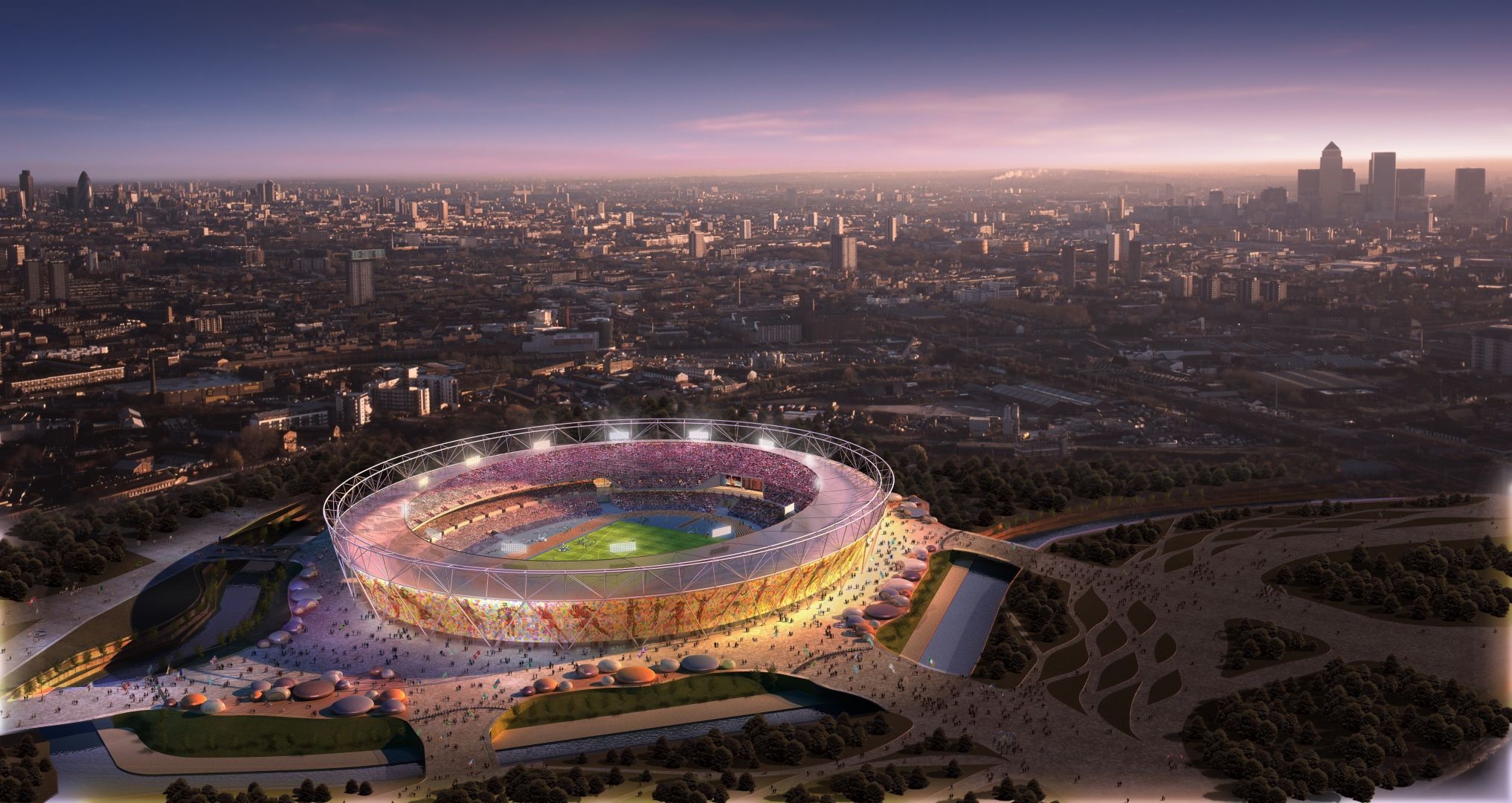 fußball stadt reisen stadt architektur spektakel skyline antenne landschaft urban himmel panorama haus licht wasser stadt sonnenuntergang sehenswürdigkeit