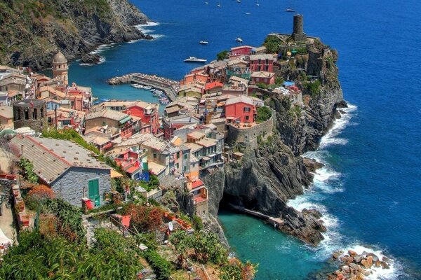 Vernazza Morze Liguryjskie Włochy Morze Śródziemne