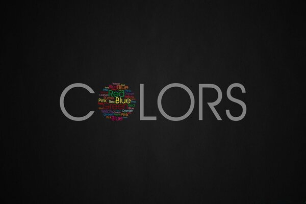 Template of the word Colors on a black background