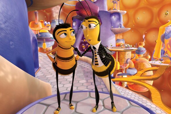 Cartoon bee movie Gespräch zwei Bienen