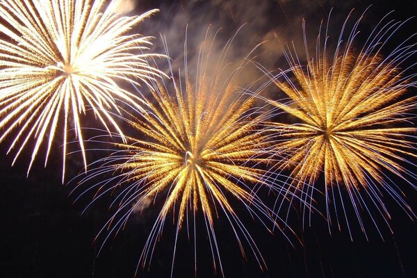 Image of a festive fireworks display at night