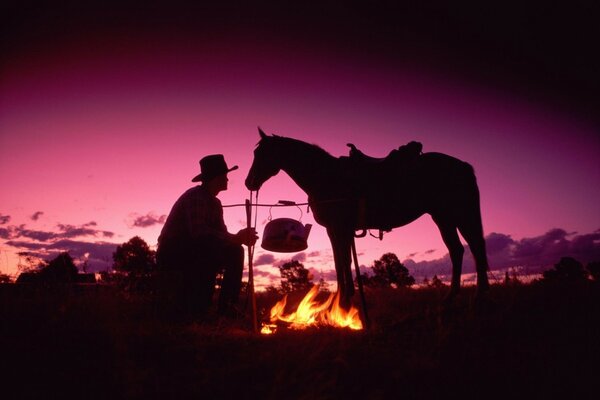 Un cow-Boy fait une halte