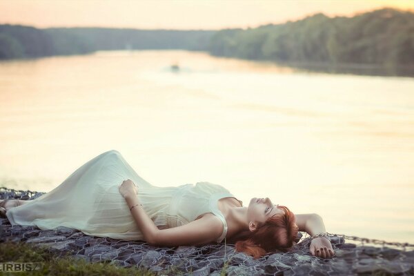 Beautiful model against the background of nature