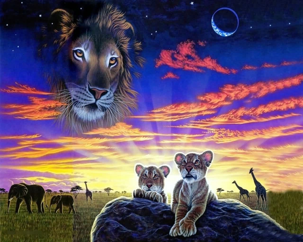 animals illustration nature mammal painting moon art