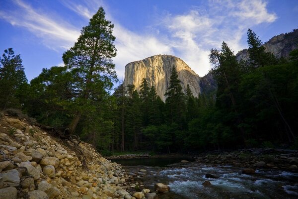 Rocks, rocks, trees, stream incredible landscape