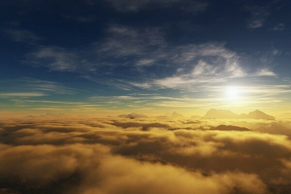 Blue sky above the clouds