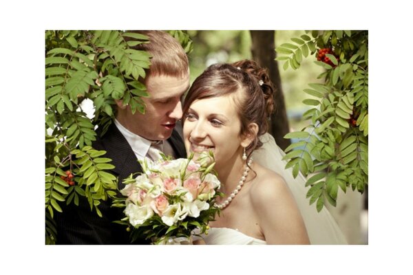 Photo de mariage d un couple heureux