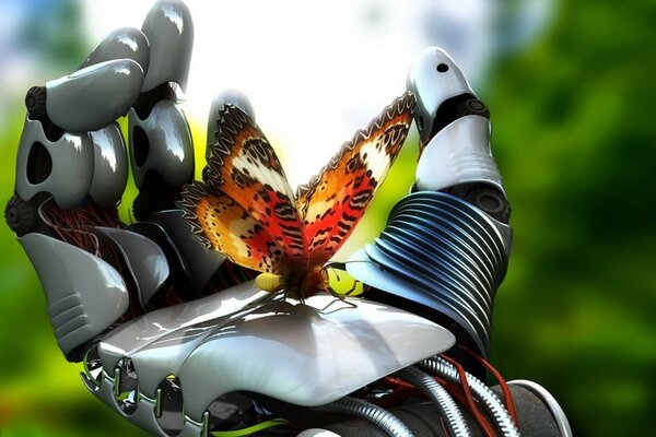 Papillon smdit sur le bras du robot