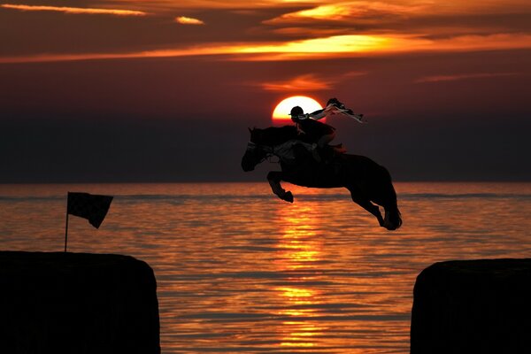 Beautiful sunset on the evening beach