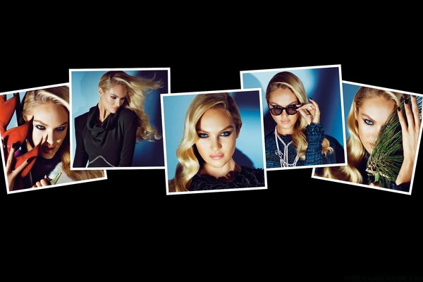 Photo collage of a blonde on a black background