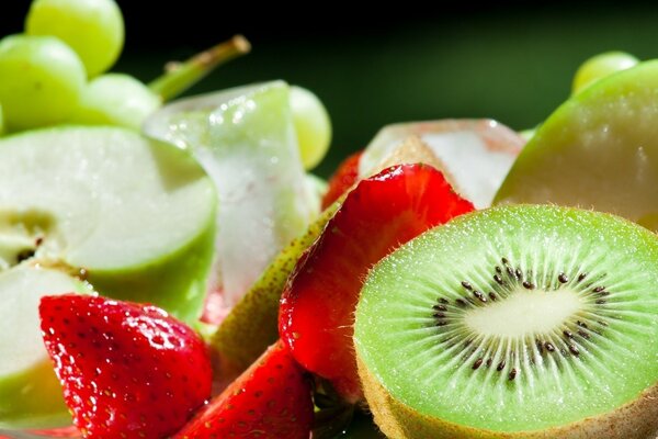 Frutas e bagas brilhantes de Verão