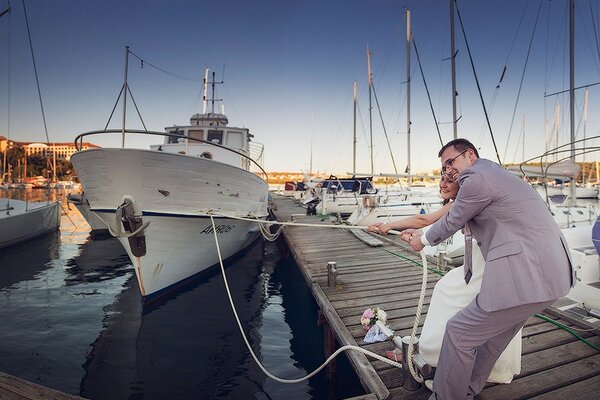 Recién casados amor y romance barco